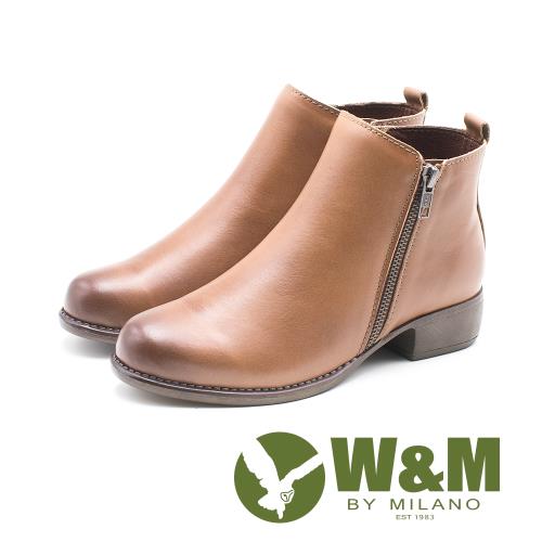 W&M輕質素面雙拉鍊短靴 女鞋 - 棕(另有黑)