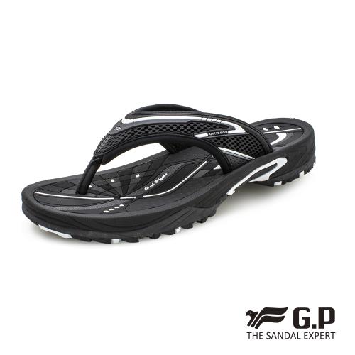 G.P 男款簡約休閒舒適夾腳拖鞋G9033M-黑色(SIZE:39-44 共二色)