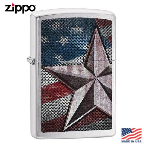 美系Zippo 美國星旗-雷雕拉絲鍍鉻防風打火機#28653