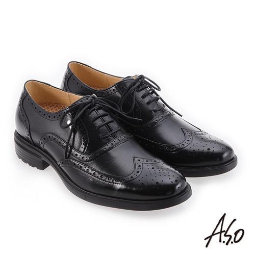 A.S.O 零壓挺力 柔款舒適真皮鞋-黑