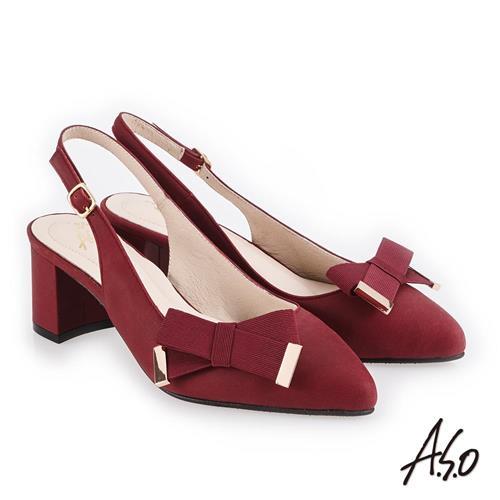 A.S.O 義式簡約 嚴選柔軟皮革甜美印象高跟鞋-酒紅