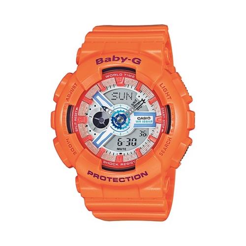 【CASIO】Baby-G 個性甜心 立體多層次錶盤-43mm/亮橘(BA-110SN-4A)