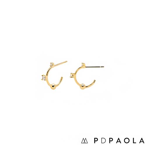 西班牙 PD PAOLA 時尚品牌  Kaya 簡約圓圈鍍18K金鋯石耳環