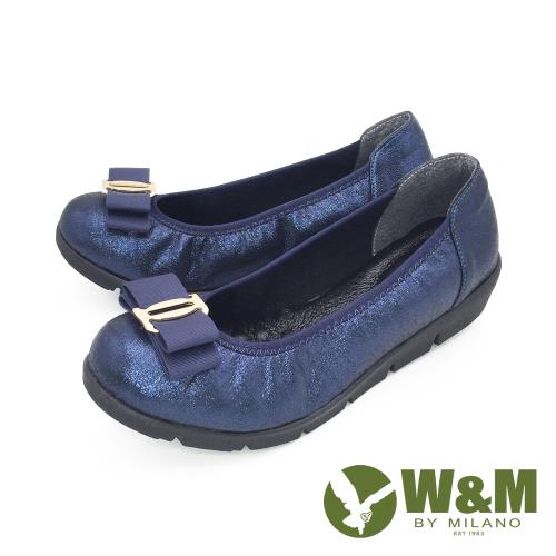 W&M(女) 蝴蝶閃亮 舒適厚底娃娃鞋-藍(另有黑)