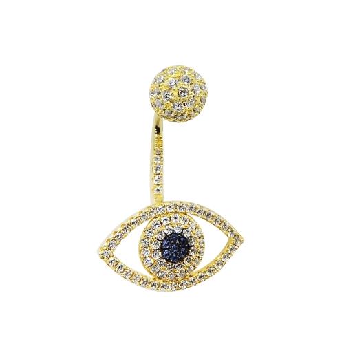 apm MONACO法國精品珠寶 璀璨之眼鍍K金鑲鋯單邊耳針式耳環 AE9007OXY-1