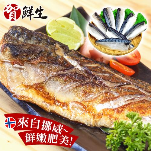 【賀鮮生】大size挪威薄鹽鯖魚片12片(190g/片)