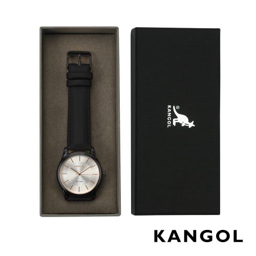 KANGOL 經典簡約腕錶38mm真皮錶帶(黑)-黑曜石框 KG71138