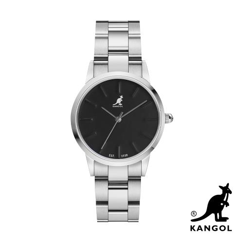 KANGOL 浮雕鋼鍊錶36mm-黑面銀 KG714367