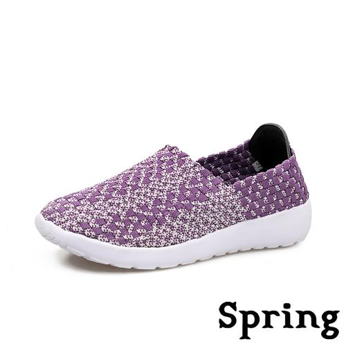 【SPRING】水沫花漾撞色編織平底休閒鞋 紫