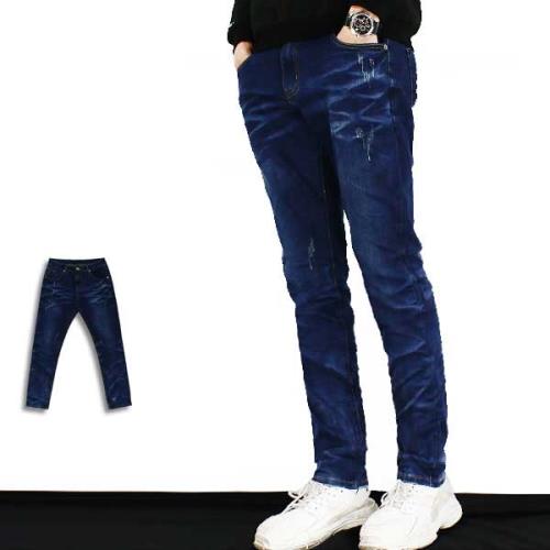 『RFD』深藍刷破直筒褲-1色可選(99998703)