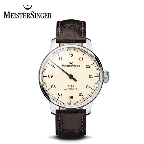 『MeisterSinger 明斯特單指針』AM903 自動上鍊 N°03 象牙白 43mm