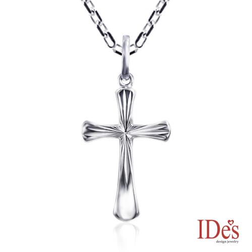 IDes design 輕珠寶義大利進口14K白金十字架項鍊鎖骨鍊（16吋-KP358）