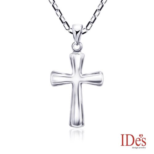 IDes design 輕珠寶義大利進口14K白金十字架項鍊鎖骨鍊（16吋-KP745）