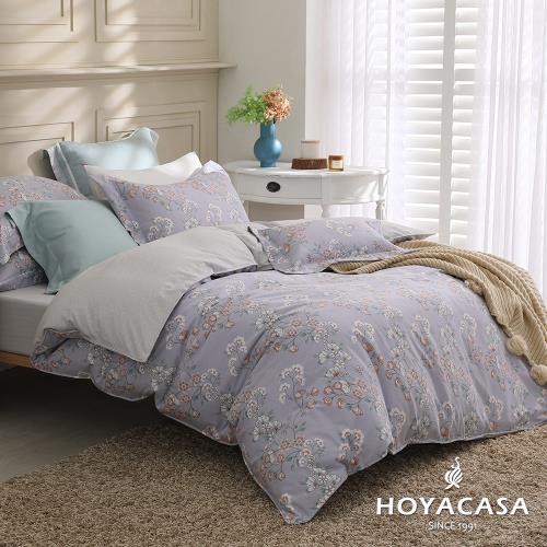 HOYACASA  雙人抗菌精紡棉兩用被床包四件組-花間舞動