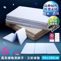 《Embrace英柏絲》台灣製 竹炭棉高支撐三折床墊 單人3尺 學生床墊 和室床墊(兩色任選)