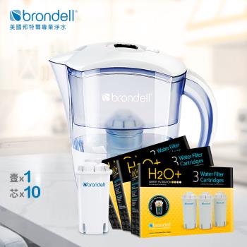 【美國邦特爾Brondell】極淨白濾水壺+10入芯