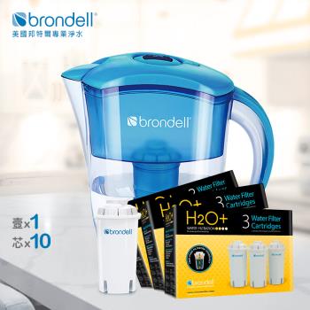 【美國邦特爾Brondell】極淨藍濾水壺+10入芯