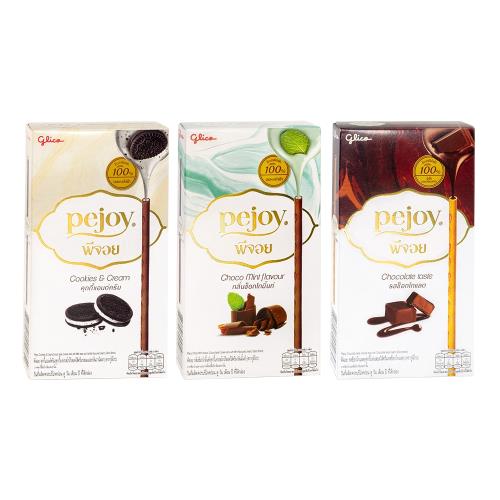 【glico固力果】pejoy 巧克力捲心棒-巧克力棒x4盒+薄荷巧克力棒x4盒+黑餅乾棒x4盒(共12盒)