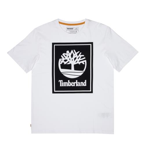 Timberland 男款白色前標Logo有機棉短袖T恤A2AJ1P54