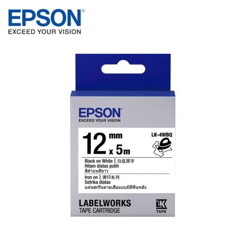 EPSON LK-4WBQ C53S654436 燙印系列白底黑字標籤帶(寬度12mm)