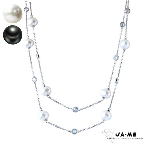 【JA-ME】10-11mm925銀天然珍珠百變女郎長版項鍊(顏色任選)