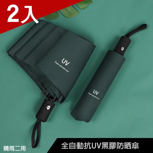 [X-BIKE]抗UV自動收折/晴雨兩用 96cm傘面直炳摺疊傘 加厚抗UV黑膠/防風骨架 XUB-T312 （兩入）|自動開收折傘