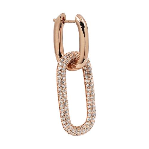 apm MONACO法國精品珠寶 閃耀鑲鋯雙環造型單邊玫瑰金色耳環 RE11755OX