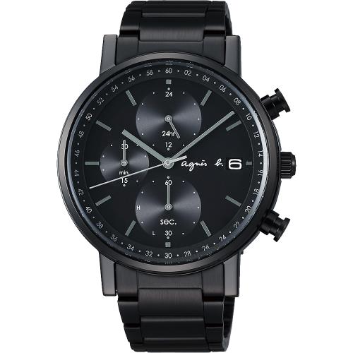 agnes b. 耶誕節限定太陽能機芯鋼帶錶41mm-黑(BZ6004P1)