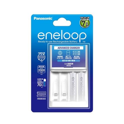 【Panasonic國際牌】eneloop鎳氫電池 智控型4槽 充電器組(2000mAh)附3號2顆(即可用 低自放電 公司貨)