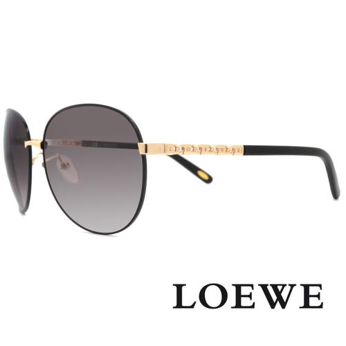 【LOEWE 羅威】品牌字母經典鍊鎖設計款太陽眼鏡(黑/金 SLW408G-0301)