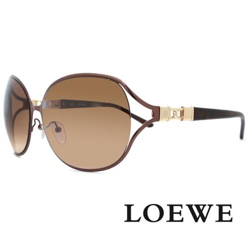 【LOEWE 羅威】西班牙皇室名媛金屬款太陽眼鏡(咖啡/金 SLW407G-0K01)