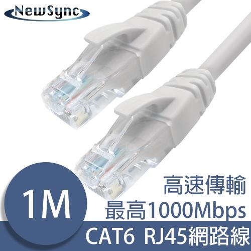 NewSync Cat6超高速乙太網路傳輸線 灰白/1M