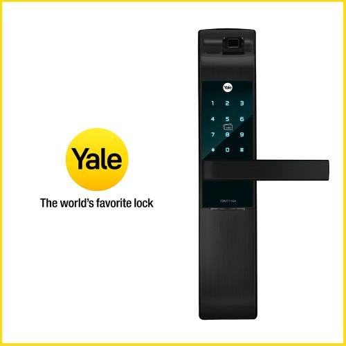 YALE 耶魯電子鎖YDM7116 A系列 消光黑 指紋 密碼 卡片 機械鑰匙 多合一電子門鎖