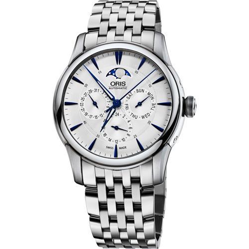 ORIS Artelier 藝術家月相盈虧腕錶-銀x藍時標/40.5mm(0178177034031-0782177)
