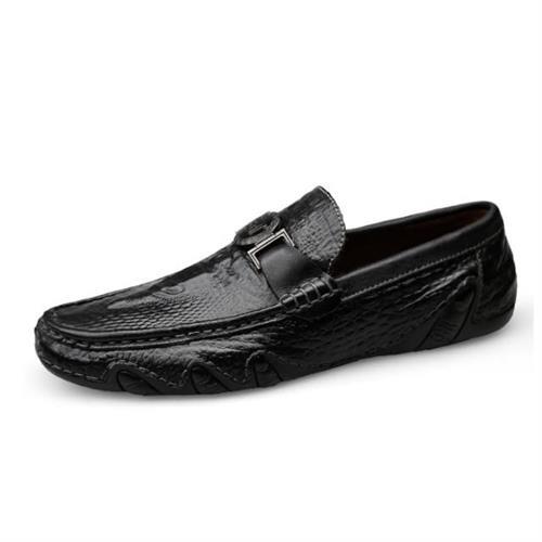 【JP Queen New York】都市紳士全真牛皮鱷魚皮紋休閒鞋(3色可選)
