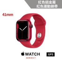 Apple Watch S7 GPS 41mm 紅色鋁金屬錶殼+紅色運動錶帶