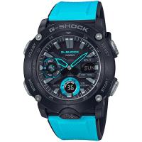 CASIO 卡西歐 G-SHOCK 碳纖維防護運動雙顯手錶/黑藍/GA-2000-1A2