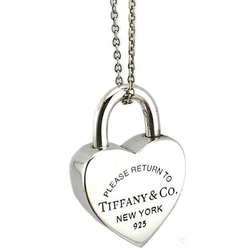 TIFFANY RTT系列-925純銀刻字愛心造型鎖頭墜飾項鍊