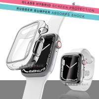刀鋒360X系列 Apple Watch Series 7 (41mm) 全包覆透明軟膠防撞殼 玻璃貼+保護邊框