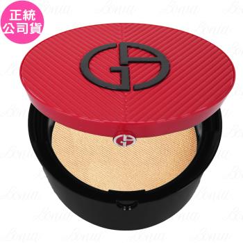 GIORGIO ARMANI 完美絲絨持久氣墊粉餅(15g)+完美絲絨持久氣墊粉盒(斜紋紅)(公司貨)