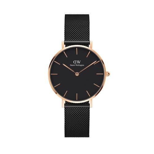 Daniel Wellington米蘭風格時尚腕錶-黑+玫瑰金-32mm-DW00100201