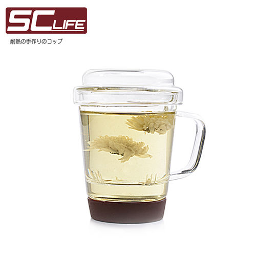【SC life】三件式玻璃泡茶杯-咖啡色