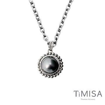 【TiMISA】珍心真意-黑珍珠 純鈦項鍊(E)