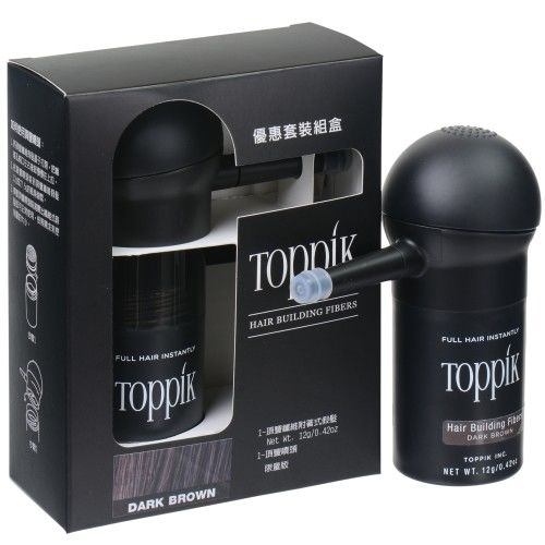 【頂豐】Toppik優惠套裝組盒-頂豐纖維式假髮12g裝+專屬噴頭