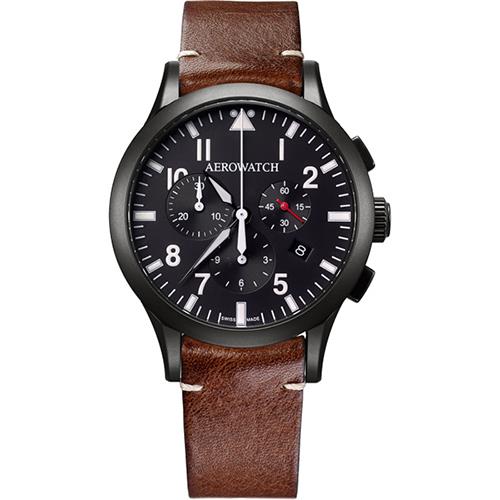 AEROWATCH Grace優雅風範三眼計時腕錶A83966NO03 