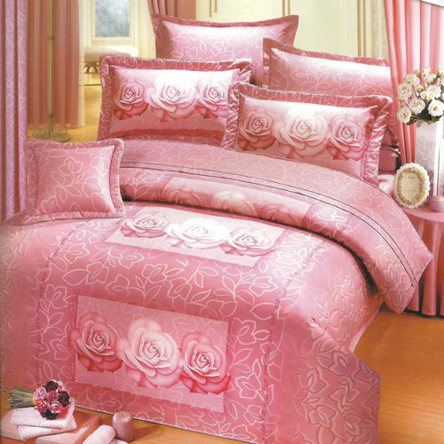 【艾莉絲-貝倫】玫瑰物語(5.0呎x6.2呎)四件式雙人(100%純棉)鋪棉兩用被套床包組(粉紅色)