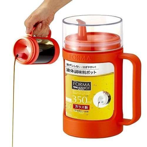 日本ASVEL油控式350ml調味油手提玻璃壺(橘色) 