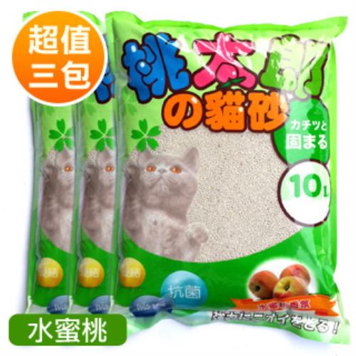 【桃太郎貓砂】水蜜桃香味 粗球貓砂(10L x3包)