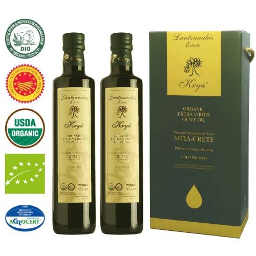 希臘克萊雅Krya 有機特級冷壓初榨橄欖油禮盒組(500mlx2瓶)