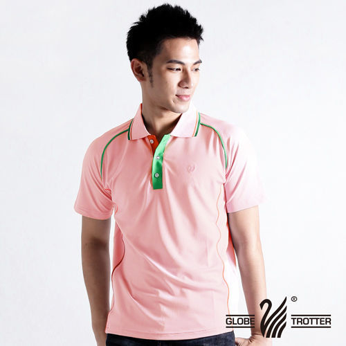 【遊遍天下】MIT台灣製男款抗UV吸濕排汗機能POLO衫(粉紅)